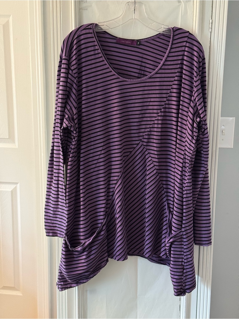 cut loose Purple & Black Striped Long Sleeve Tunic Size 3X